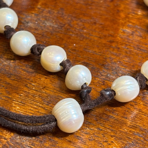 Rae Ramsey adjustable genuine pearl and leather bracelet ONE OF A KIND. RODEO - Picture 3 of 3
